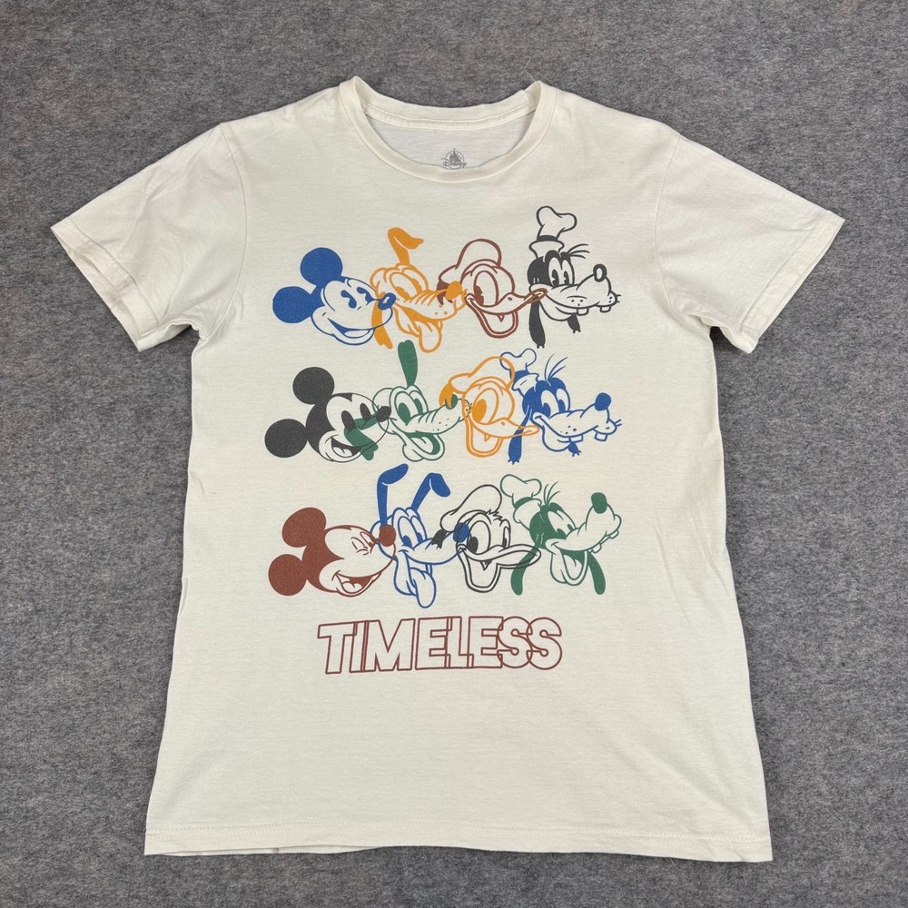 Disney Parks T-Shirt Characters Timeless Cotton Cream Womens Small S